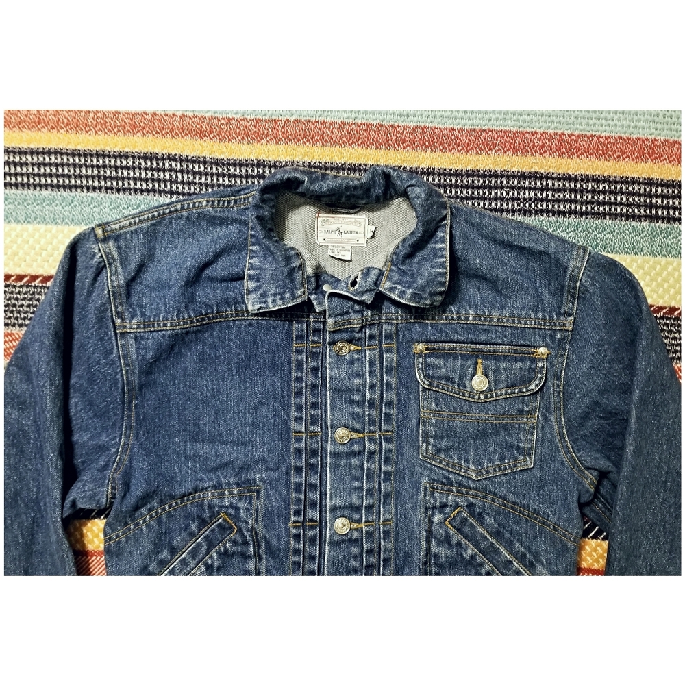 VINTAGE 90s POLO RALPH LAUREN WESTERN STYLEDENIM JACKET- WOMEN'S SIZE MEDIUM - Picture 7 of 13